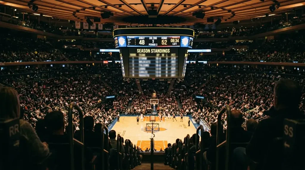 NBA scoreboard showing season win-loss records for multiple teams